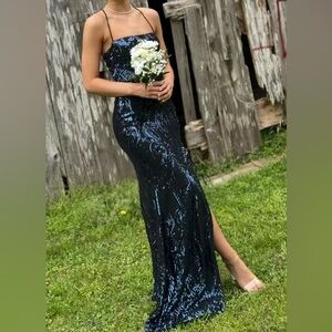 Black & Blue Sparkly Prom Dress Size XS/S